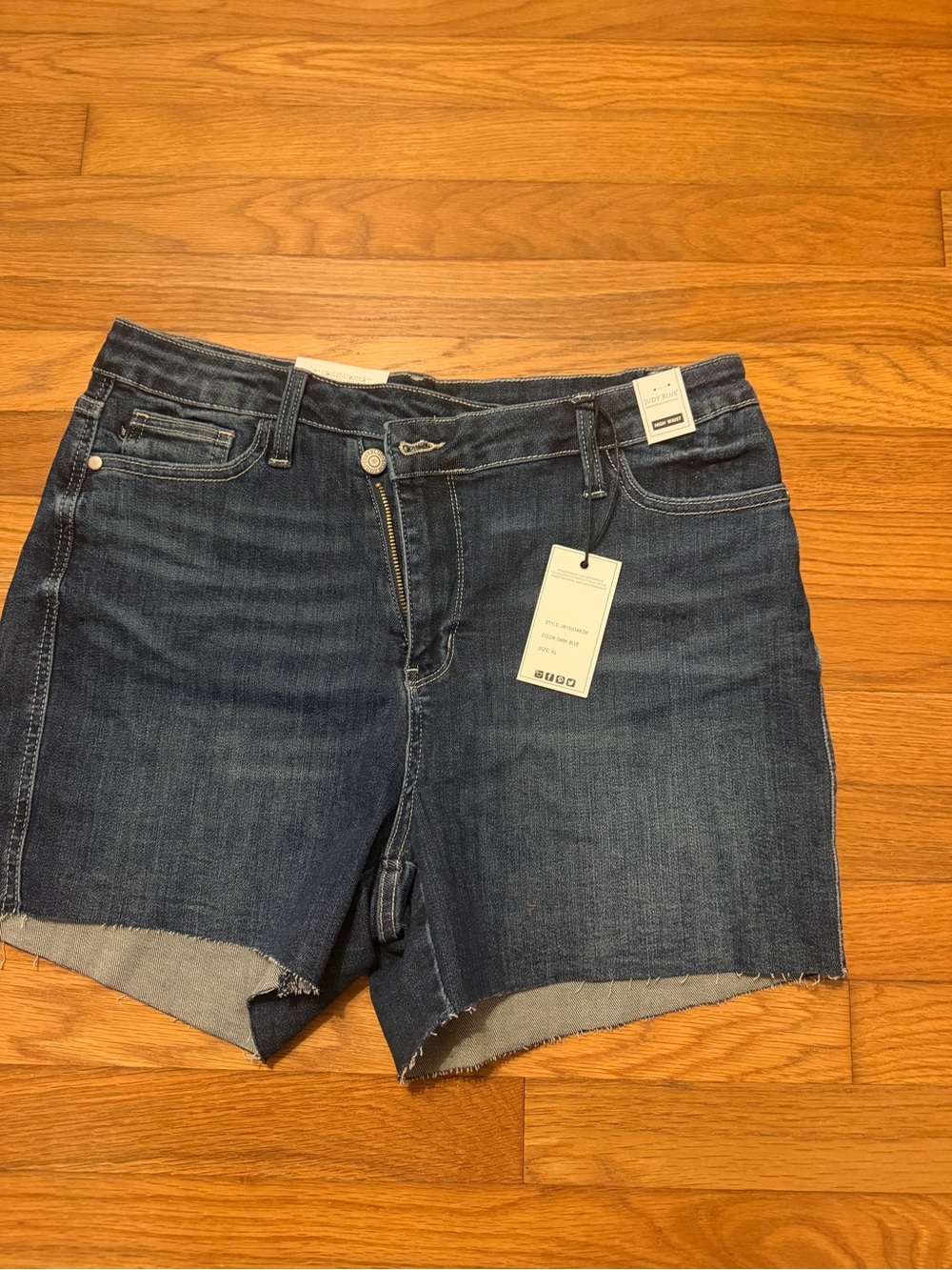 Judy Blue Dark Blue Raw Hem Denim Shorts